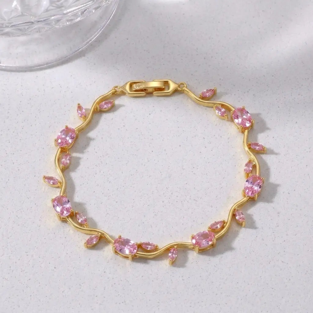 Crystal Vine Bracelet - Pink | Salty