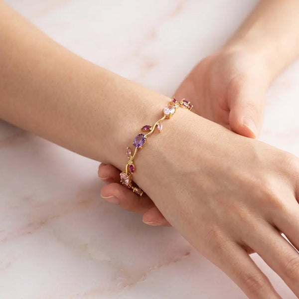 Tulip Crystal Vine Bracelet - Purple