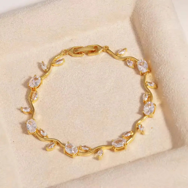 Tulip Crystal Vine Bracelet - White