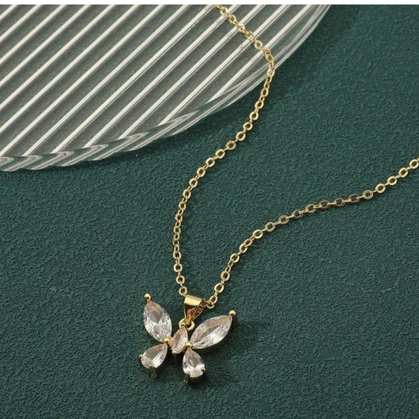 Crystal Flutter Butterfly Necklace
