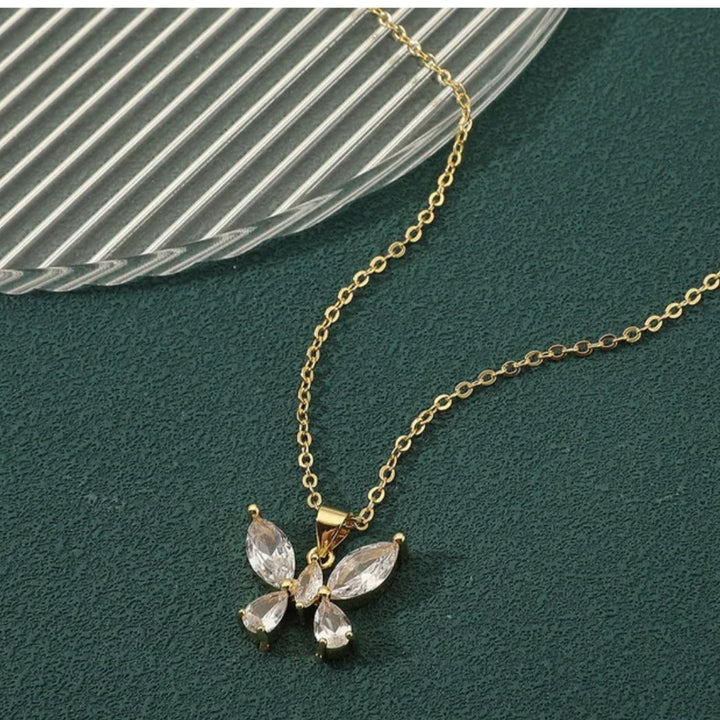 Crystal Flutter Butterfly Necklace - Salty Accessories