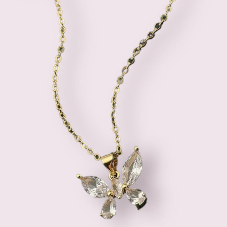 Crystal Flutter Butterfly Necklace - Salty Accessories