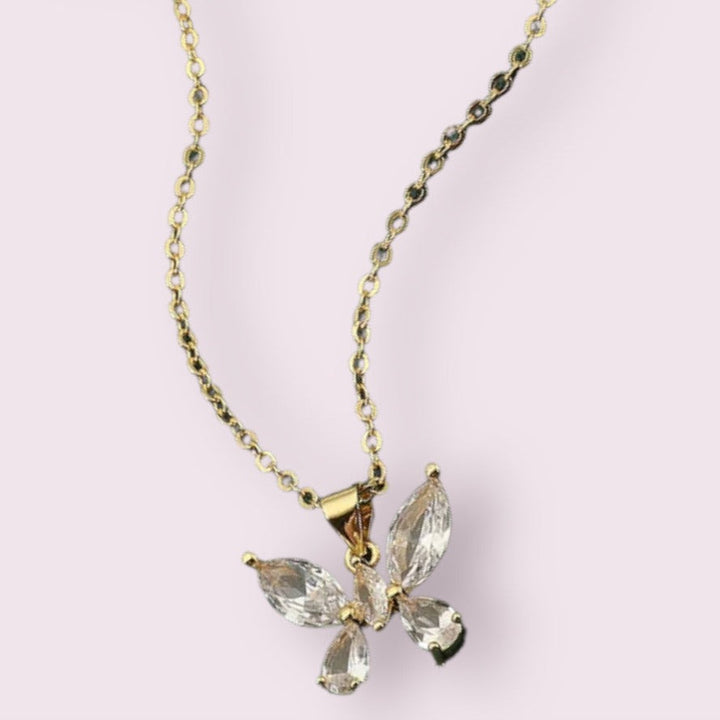 Crystal Flutter Butterfly Necklace - Salty Accessories