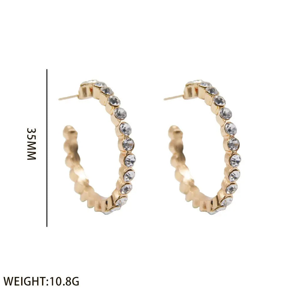 Crystal Zirconia Open Hoop Gold Plated Brim Earrings - Salty Accessories