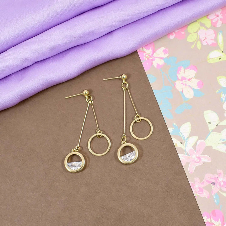 Crystal detail gold ring drop earrings - Salty Accessories