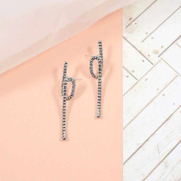 Crystal loop and twisted silver earrings