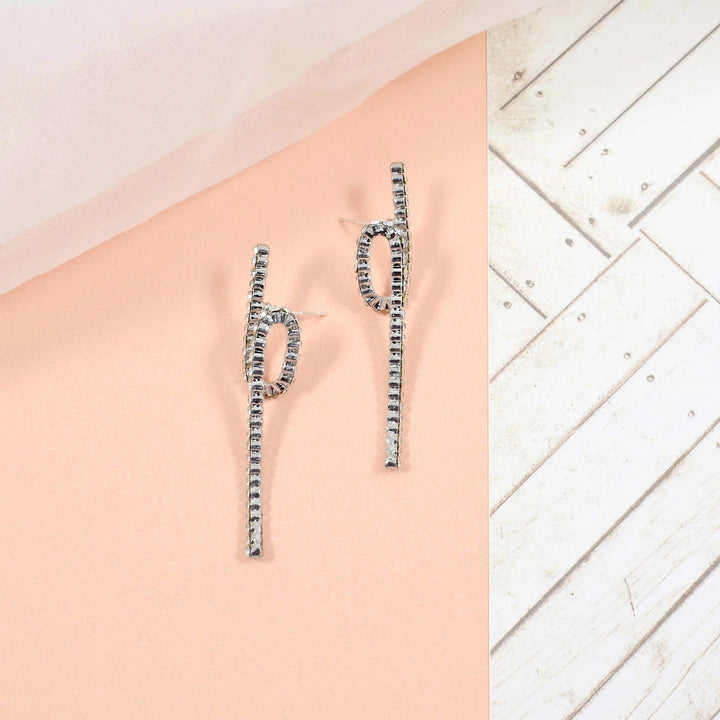 Crystal loop and twisted silver earrings - Salty Accessories