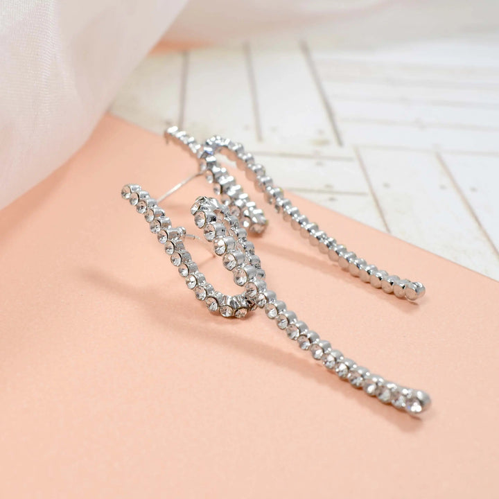 Crystal loop and twisted silver earrings - Salty Accessories