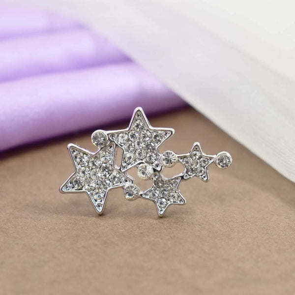 Crystal studded 4 star silver earrings