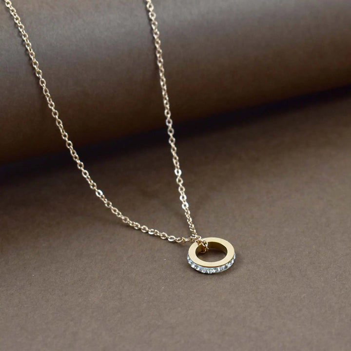 Crystal studded donut gold necklace - Salty Accessories