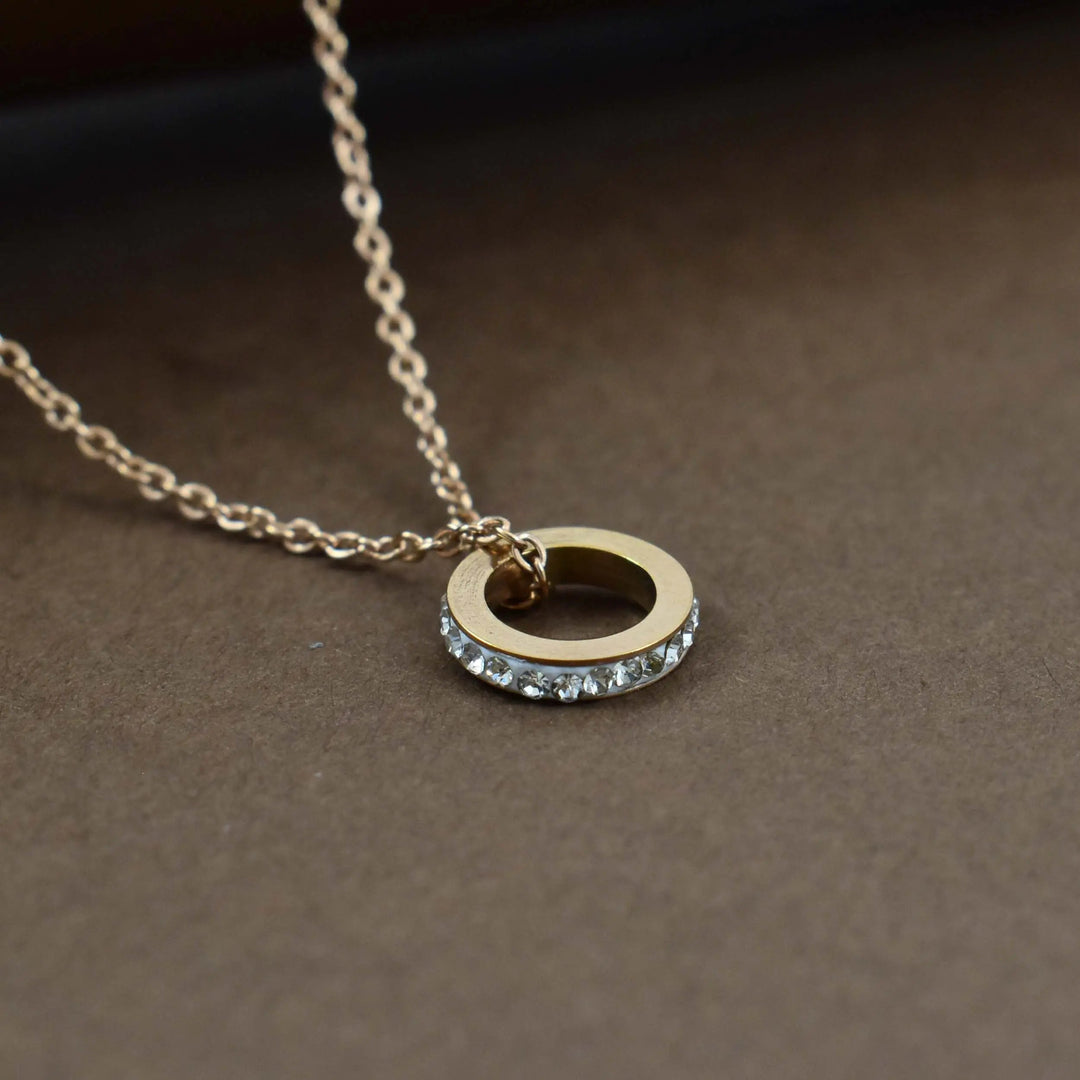 Crystal studded donut gold necklace - Salty Accessories