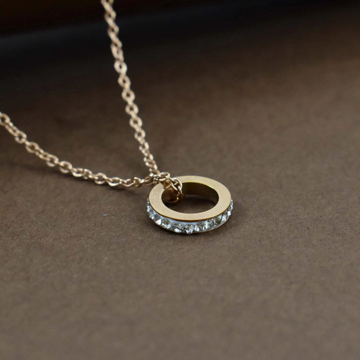 Crystal studded donut gold necklace - Salty Accessories
