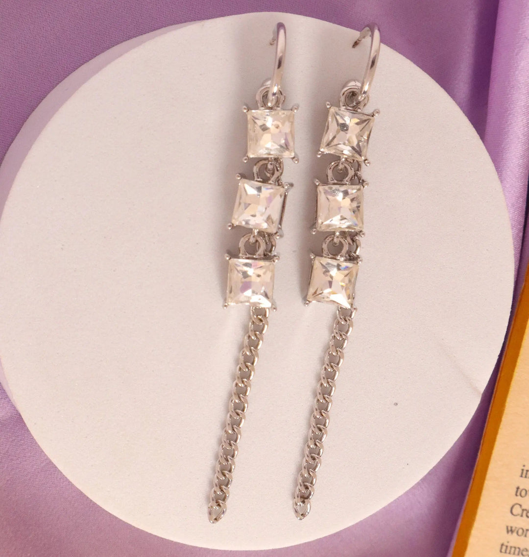 Cubic Chain Long Earrings