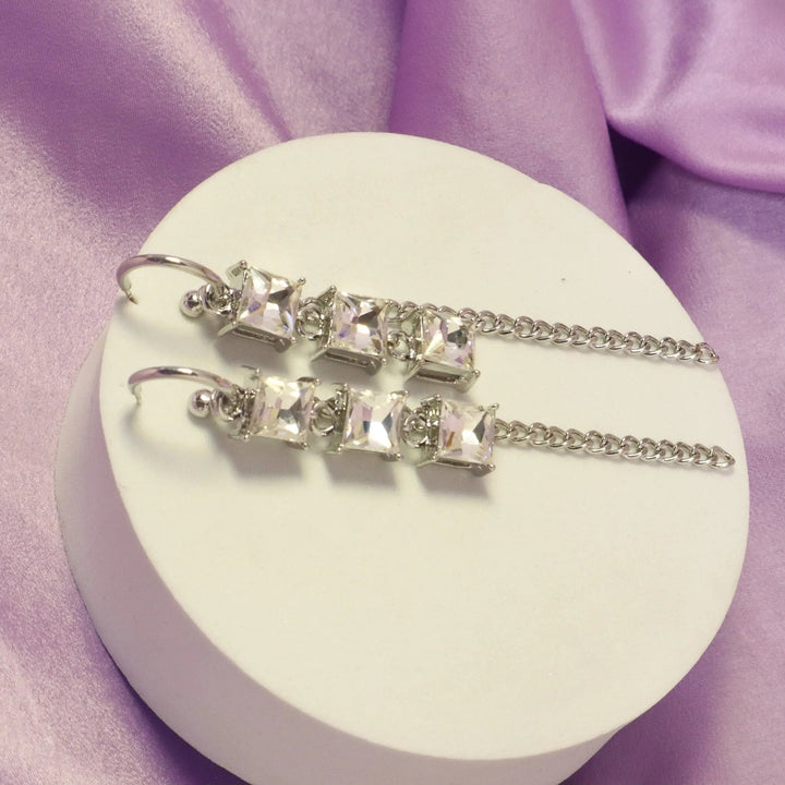 Cubic Chain Long Earrings