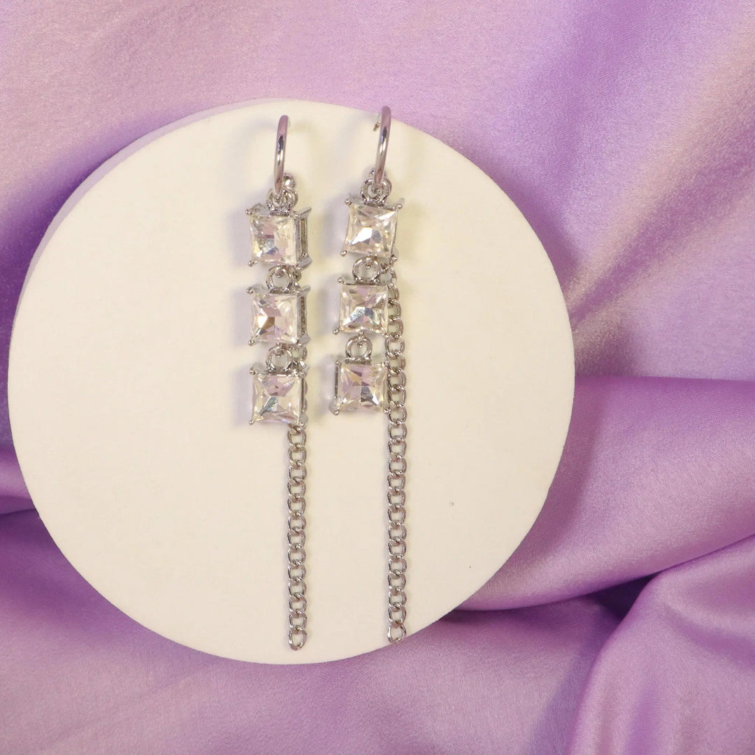 Cubic Chain Long Earrings