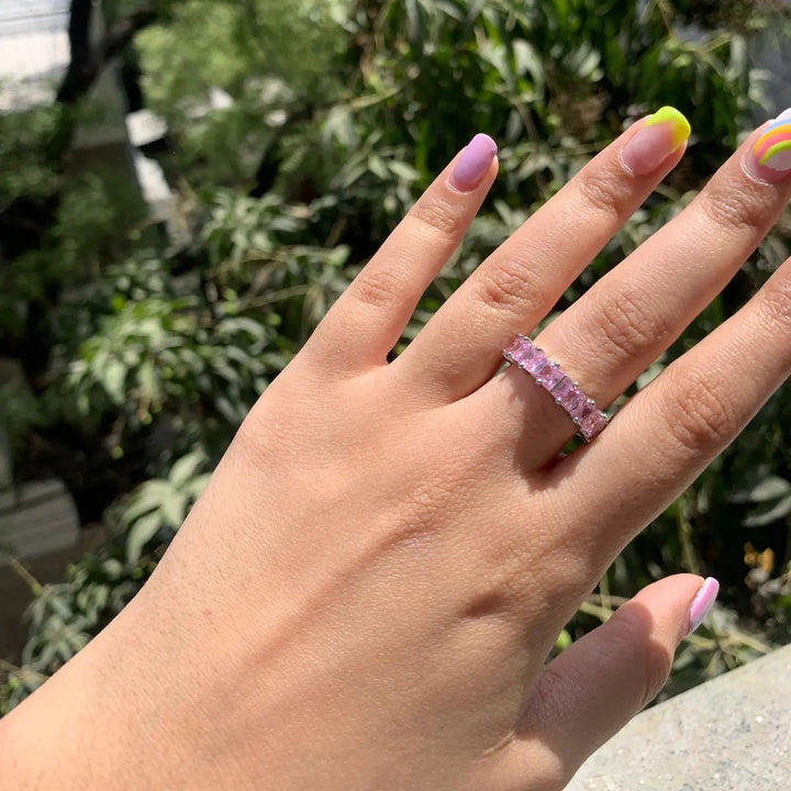 Cubic Pink Sapphire Tennis Ring - Salty Accessories