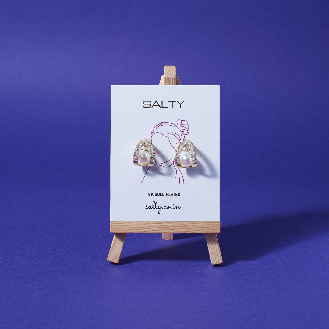 Curved Mabe Pearl Earrings - Salty Accessories