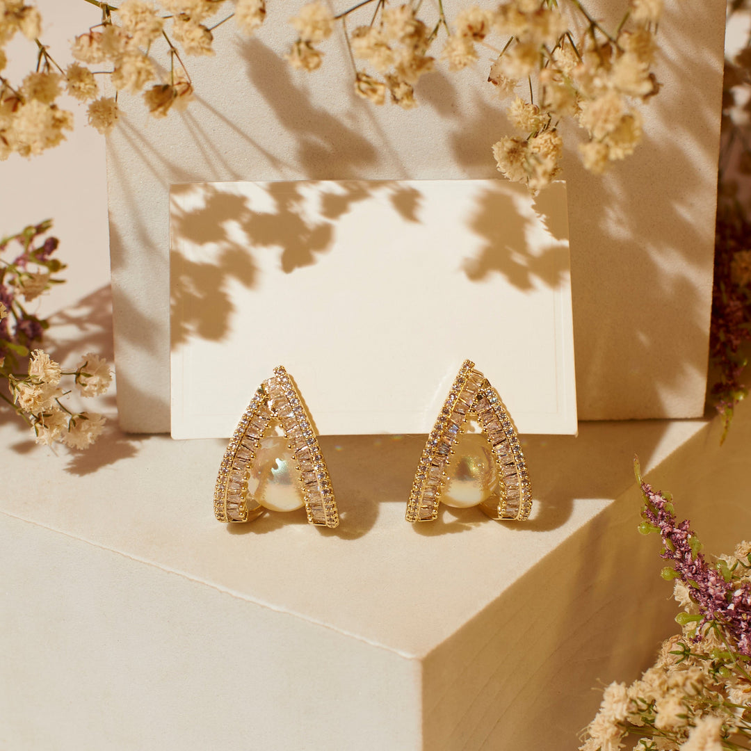 Curved Mabe Pearl Earrings - Salty Accessories