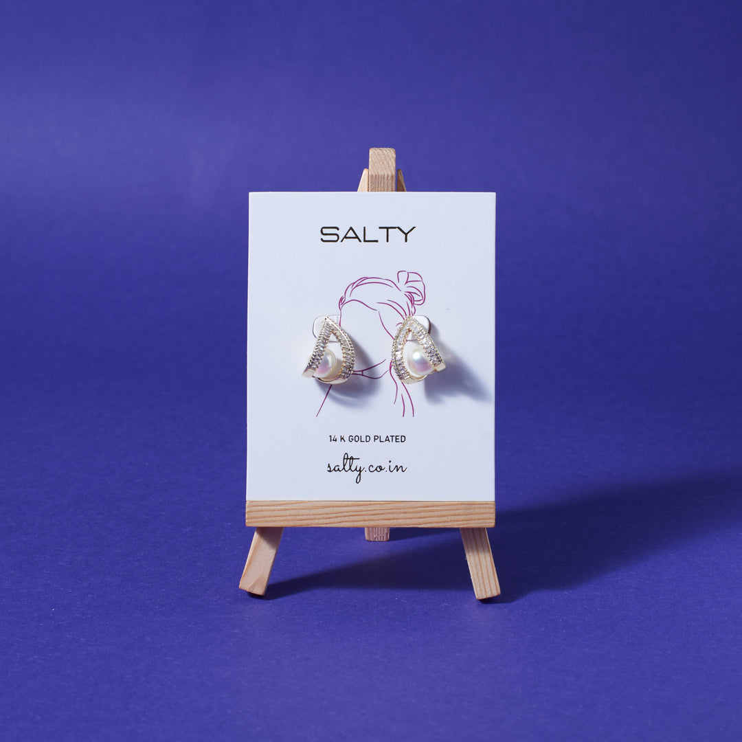 Curved Mabe Pearl Earrings - Salty Accessories