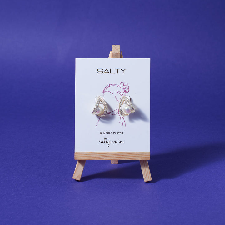 Curved Mabe Pearl Earrings - Salty Accessories