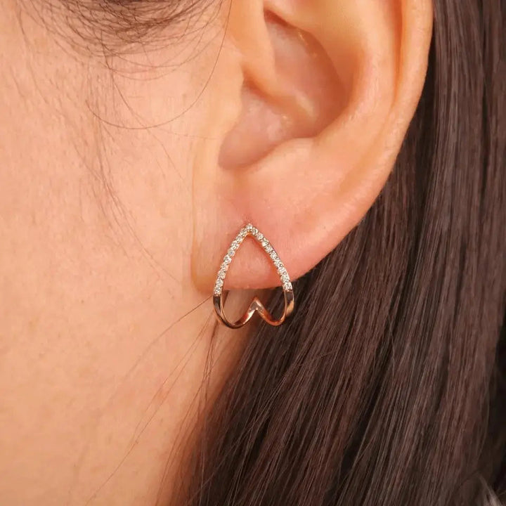 Curved Studded Ear Hugging Jacket Stud Earrings - Salty Accessories