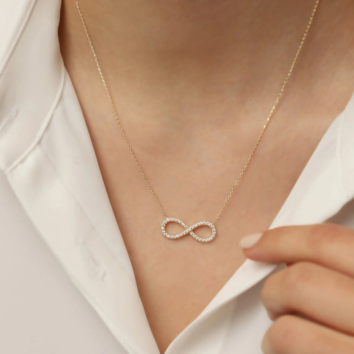 Infinity Love Golden Crystal Necklace - Salty Accessories