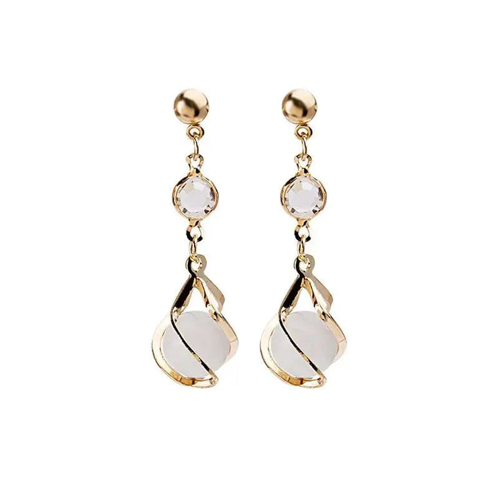 Cute Gold Opal Drop Earrings