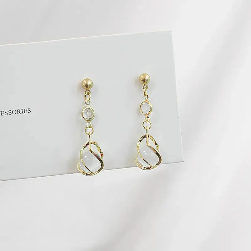 Cute Gold Opal Drop Earrings