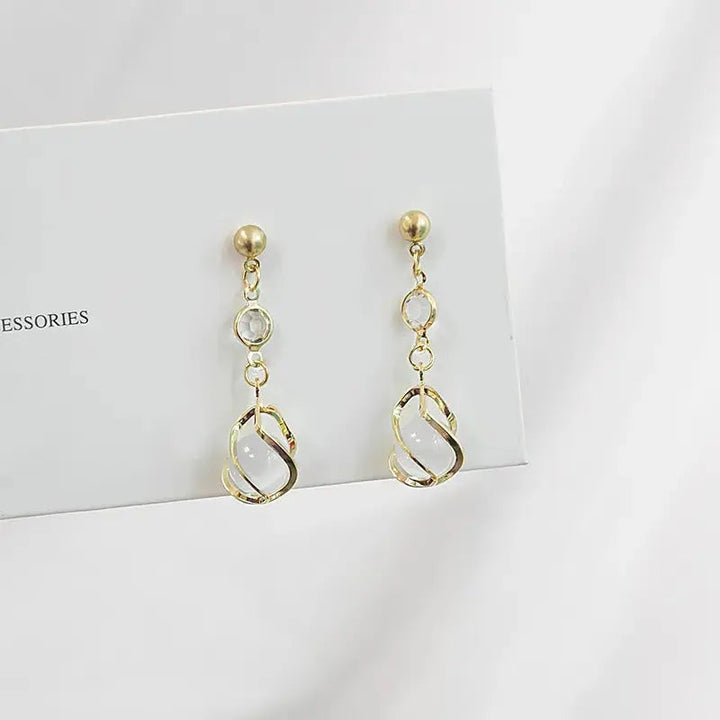 Cute Gold Opal Drop Earrings