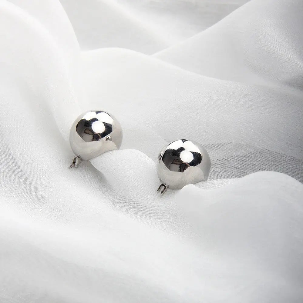 Cute Elegant Bean Fashion Hoop Stud Silver Earrings - Salty Accessories