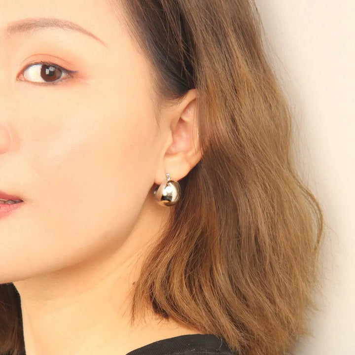 Cute Elegant Bean Fashion Hoop Stud Silver Earrings - Salty Accessories