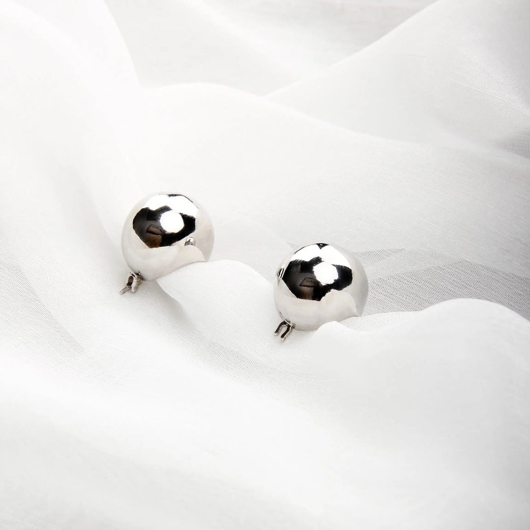 Cute Elegant Bean Fashion Hoop Stud Silver Earrings - Salty Accessories