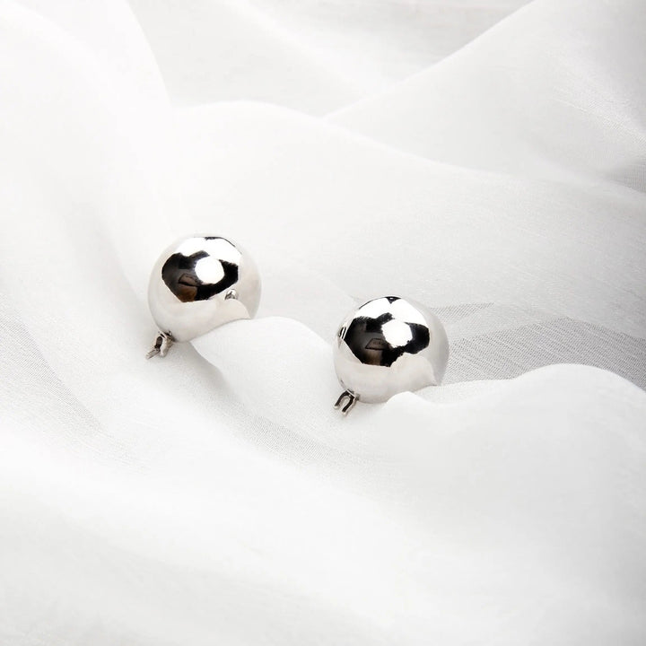 Cute Elegant Bean Fashion Hoop Stud Silver Earrings - Salty Accessories