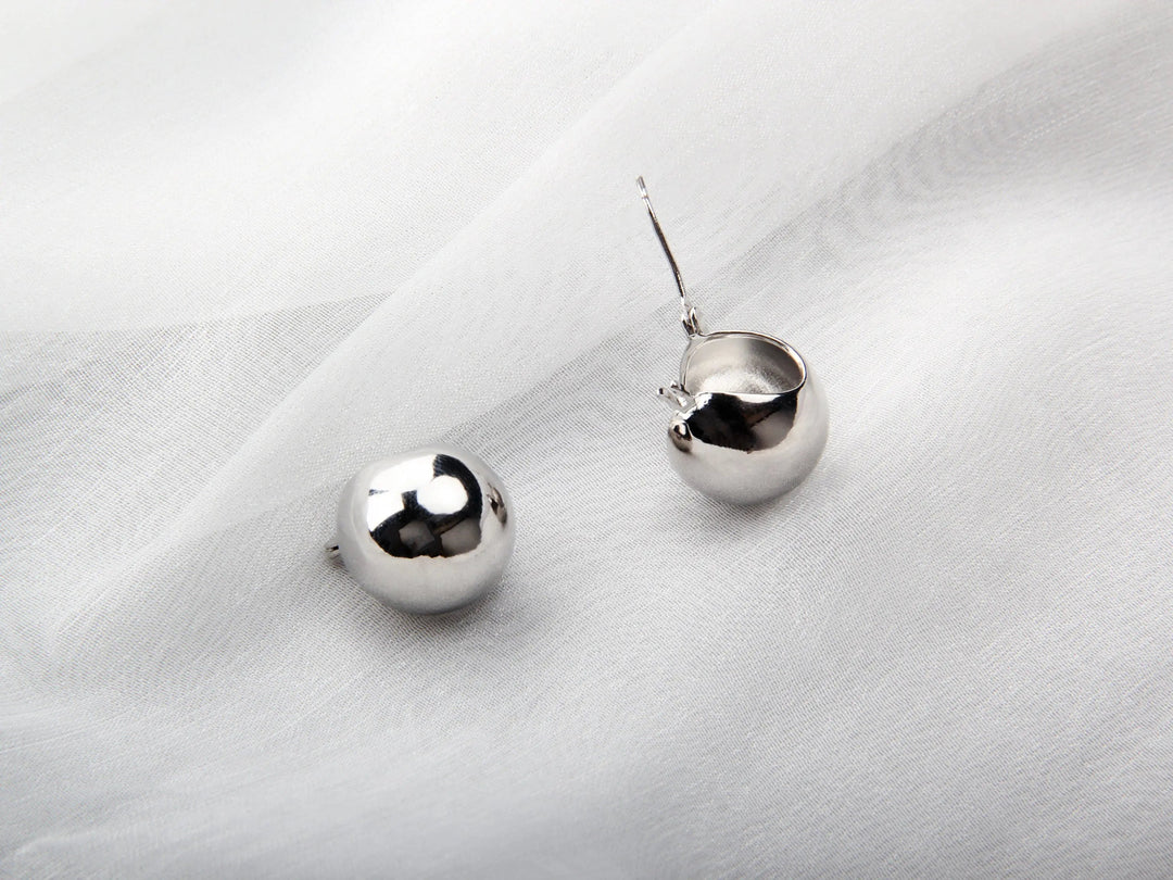 Cute Elegant Bean Fashion Hoop Stud Silver Earrings - Salty Accessories