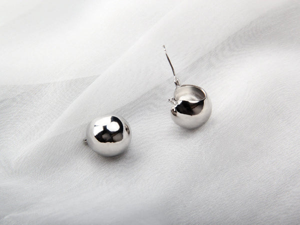 Cute Elegant Bean Fashion Hoop Stud Silver Earrings