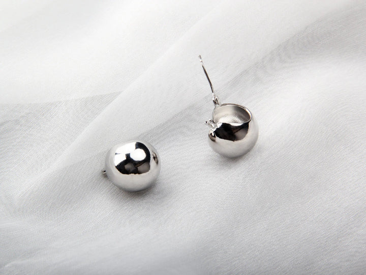 Cute Elegant Bean Fashion Hoop Stud Silver Earrings - Salty Accessories