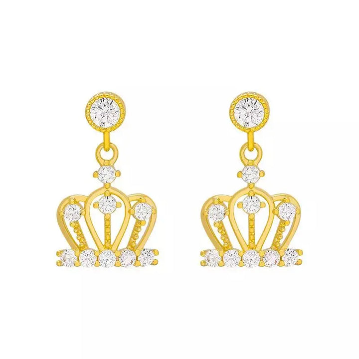 Cute Shine Simple Crown Earrings Gold | Salty