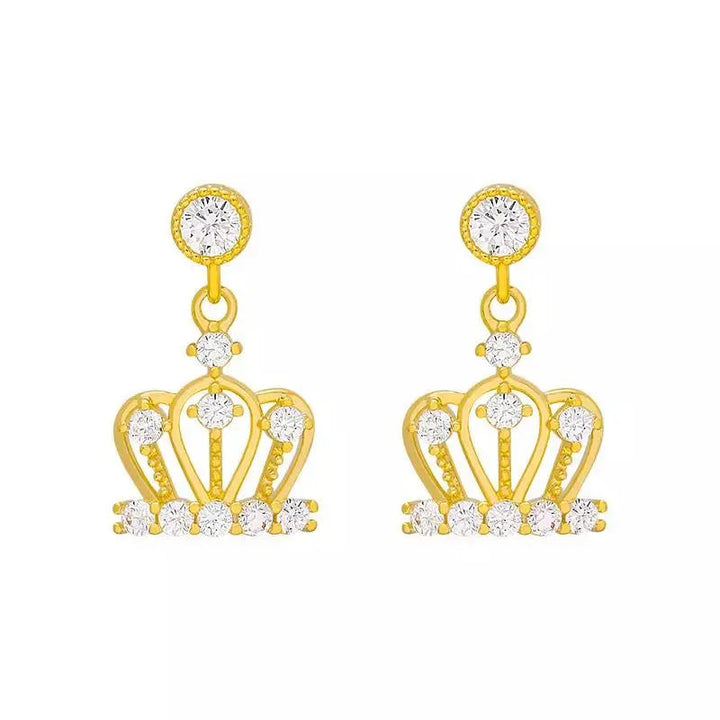 Cute Shine Simple Crown Earrings Gold