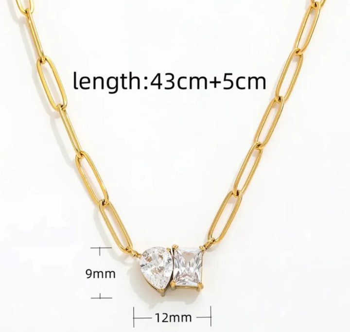 Twin Spark Paperclip Necklace