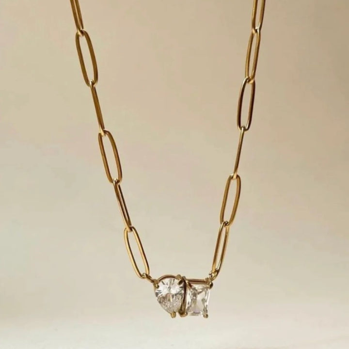 Twin Spark Paperclip Necklace