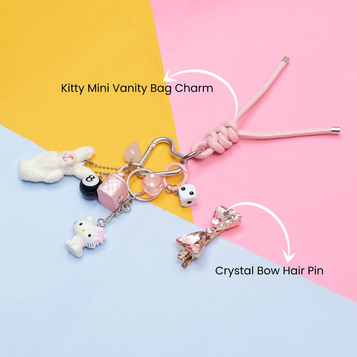 Chic in Pink Bag Charm and Hair Pin Combo