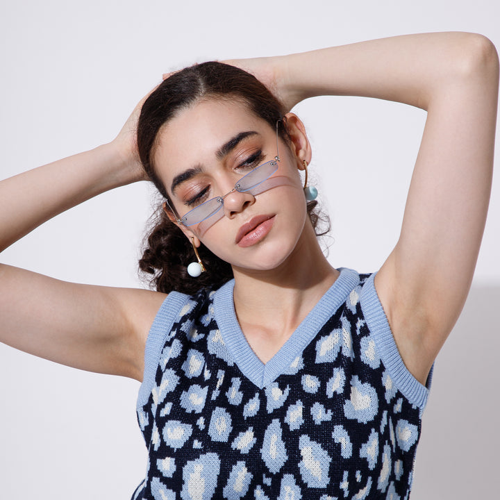 Runway Blue Hue Sunglasses and Earrings Combo