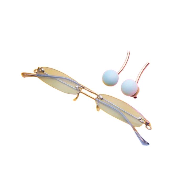 Runway Blue Hue Sunglasses and Earrings Combo