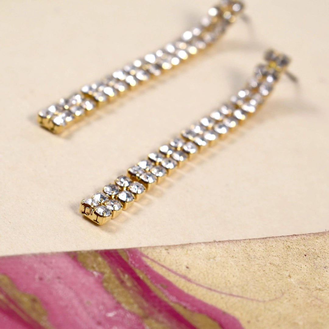 Cubic Zircona Double Tassel Danglers