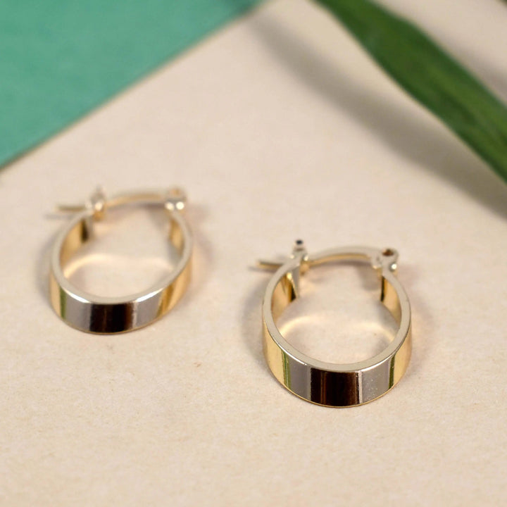 Minimalist Gold Oval Huggies - Salty Accessories