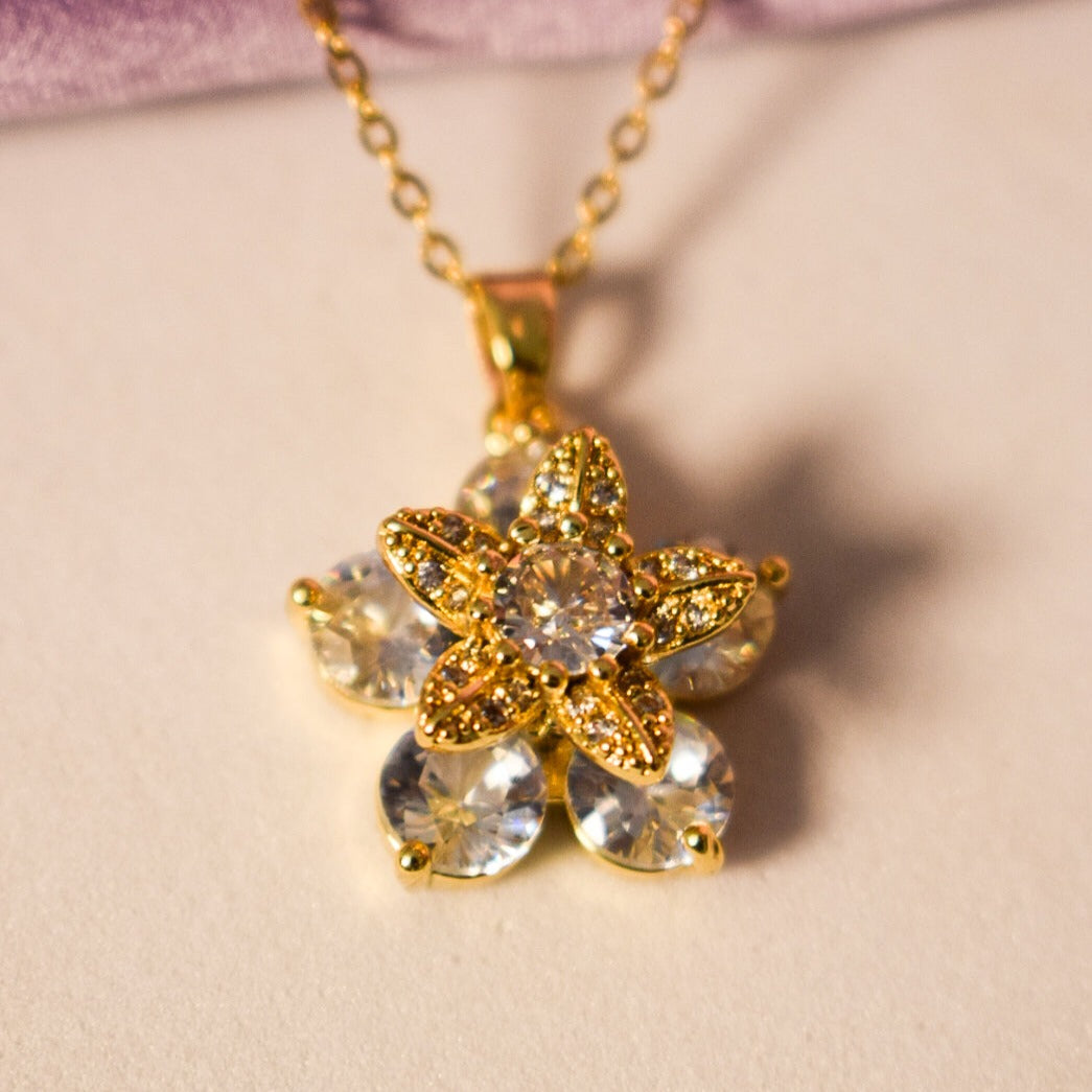 Blossom Waltz Golden Necklace - Salty Accessories