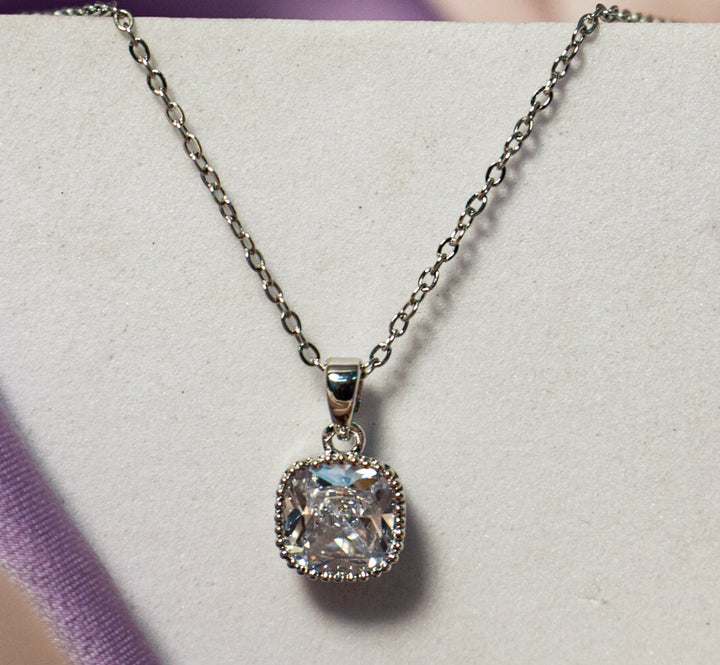 Dainty Silver Diamond Elegance Pendant - Salty Accessories
