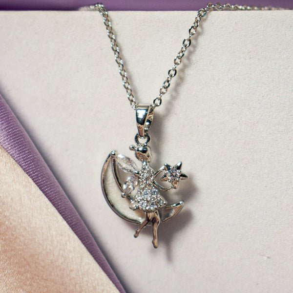 Moon Angel Silver Necklace