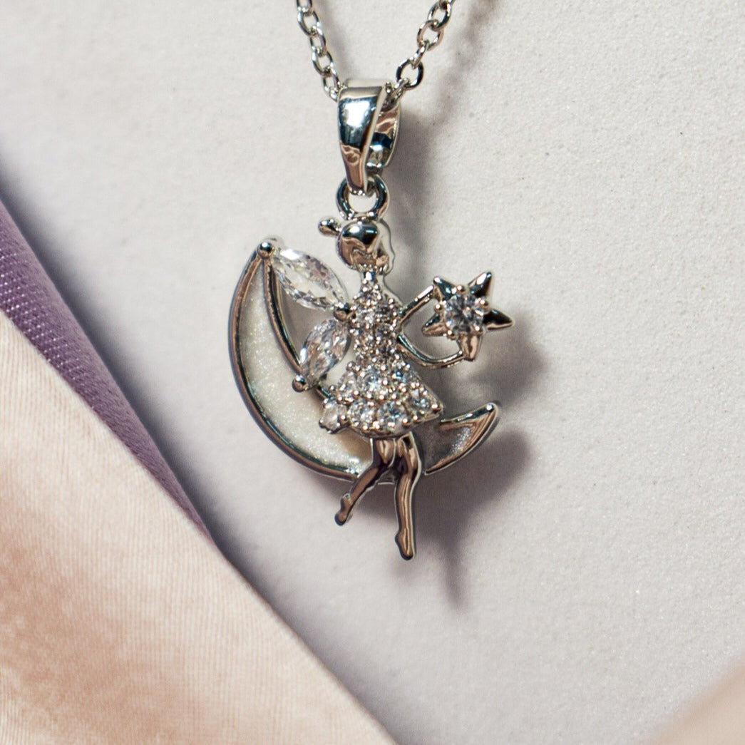 Moon Angel Silver Necklace - Salty Accessories