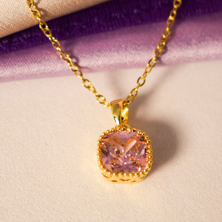 Dainty Golden Pink Diamond Elegance Pendant - Salty Accessories